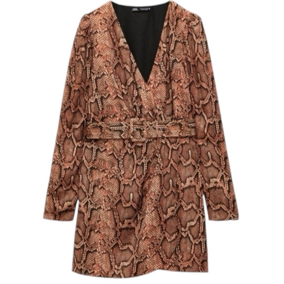 NWT Zara New Snake Skin Belted Women's Dress Size XS - Picture 2 of 16